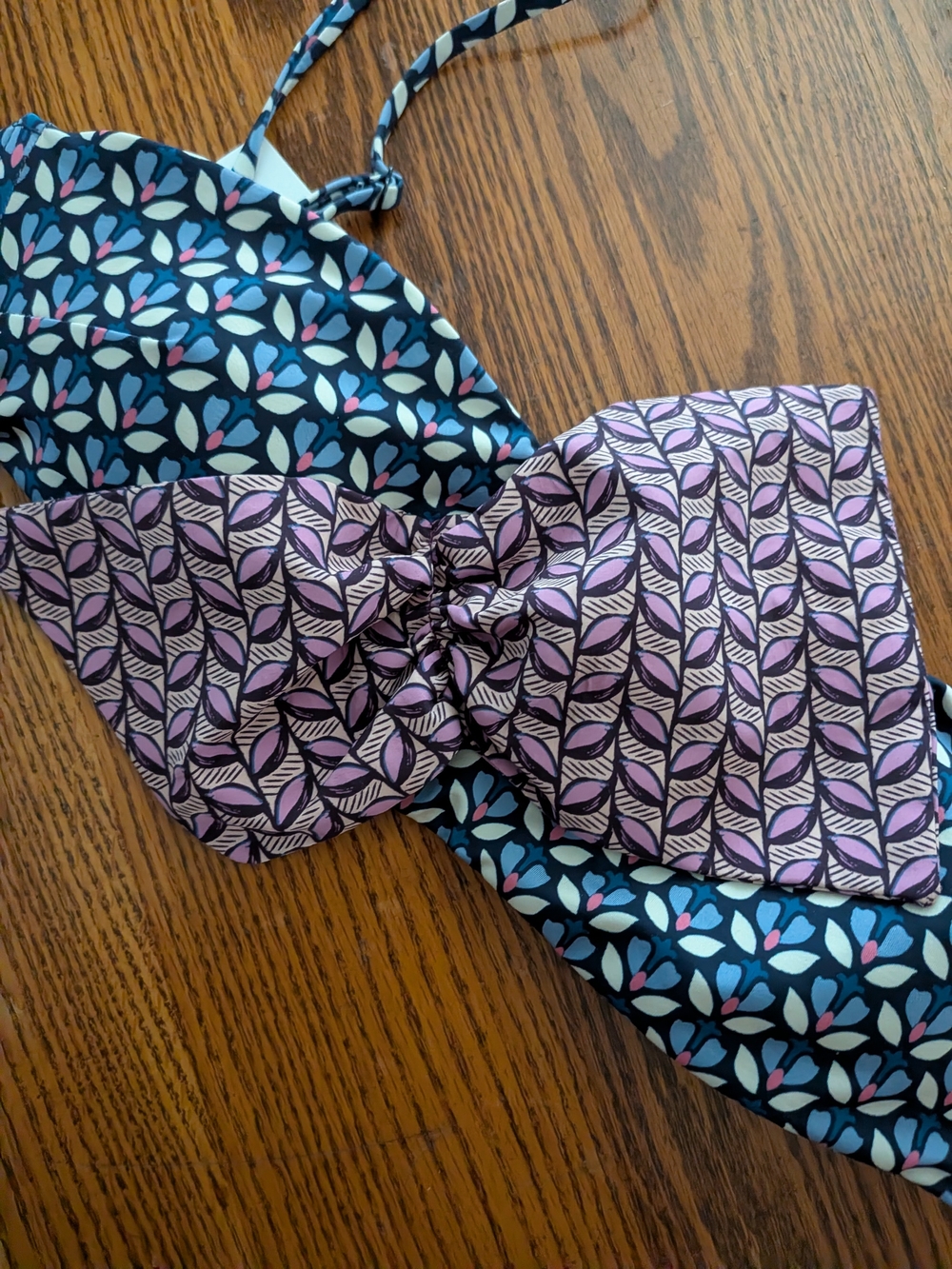 Zara Blue & Pink Ruffle Print Bikini Top - Picture 3 of 6